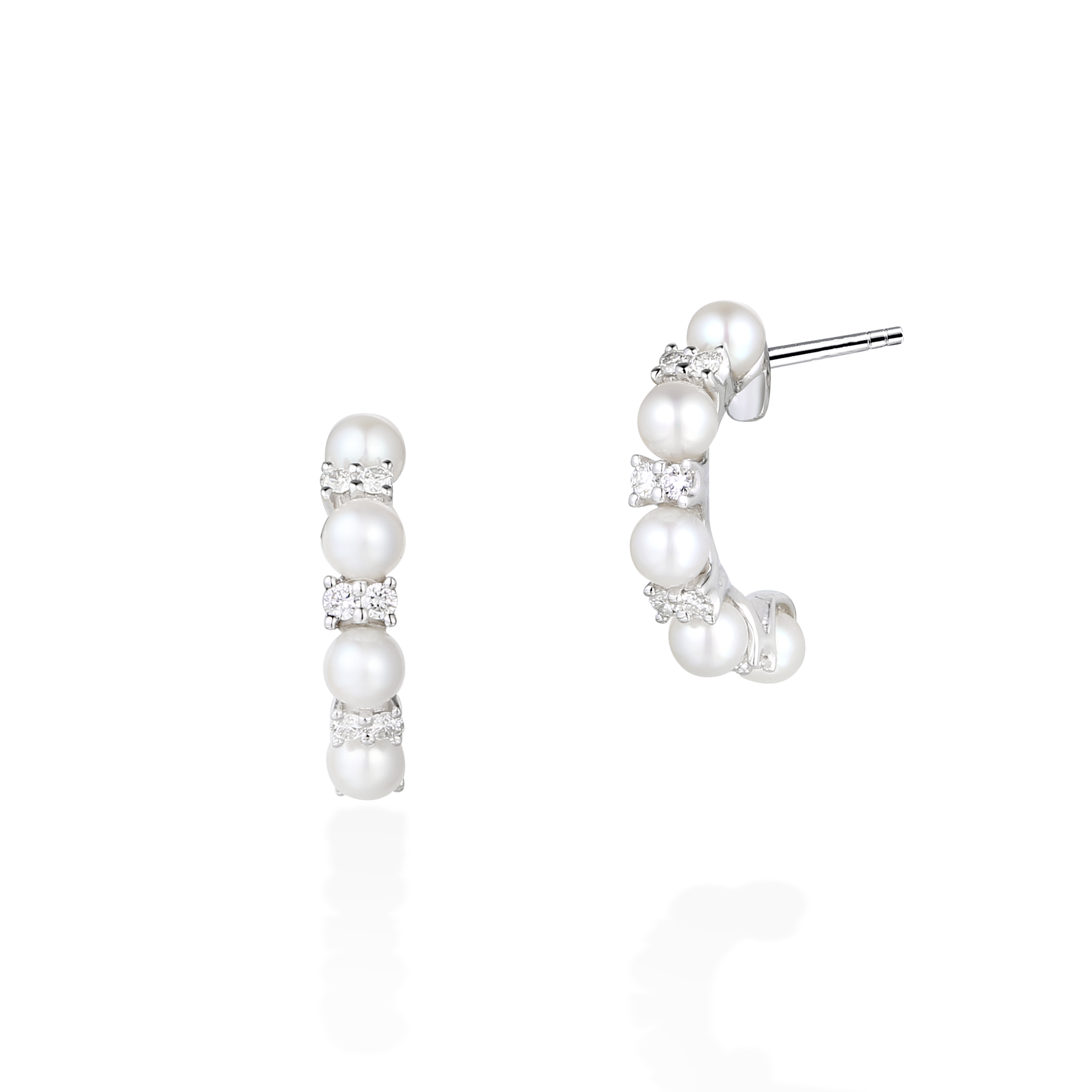 Summer pearl diamond huggies